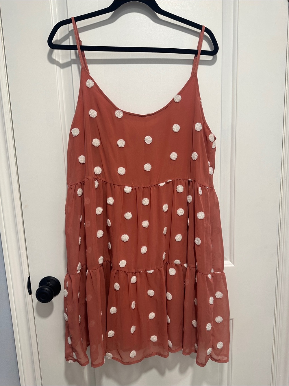 Altar'd State Rust Pom-Pom Tiered Sundress